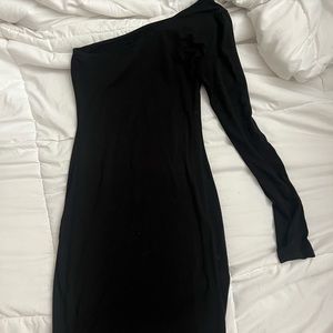 black one shoulder dress